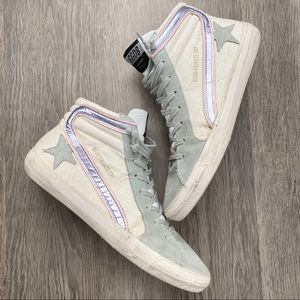 Golden Goose SLIDE Sneakers White Purple Glitter